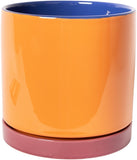 Bloempot - blauw/oranje/roze -12 cm