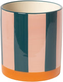 Bloempot met strepen - oranje/roze/patrol
