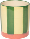 Bloempot met strepen - groen/roze