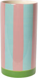 Vaas met strepen - roze/mint (licht blauw)/groen