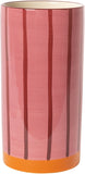 Vaas met smalle streep - oranje/roze/burgundy