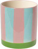 Bloempot met strepen - roze/mint (licht blauw)/groen
