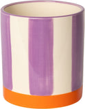 Bloempot met strepen - paars/oranje