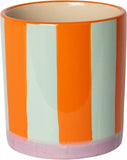 Bloempot met strepen - mint (licht blauw)/oranje/paars